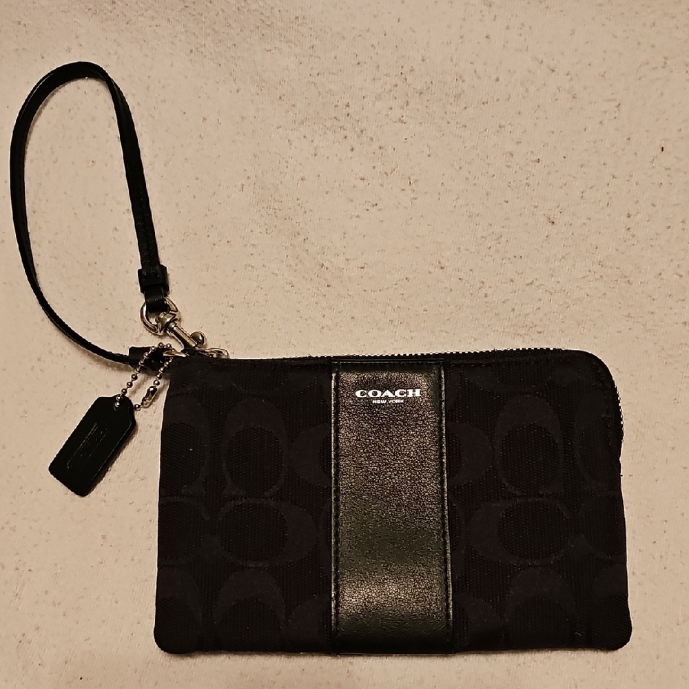 Coach Black and Silver Wristlet